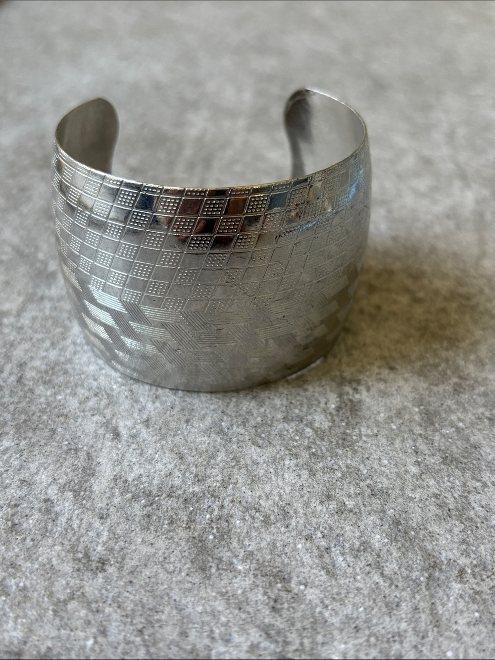 Vintage 1970s 1980s Statement Piece Thick Textured Silver Cuff Bracelet Women